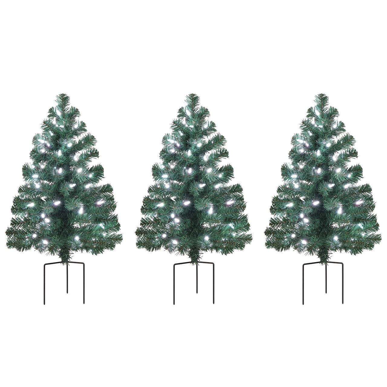 3ct. Pre-Lit Alexa Enabled Pathway Artificial Christmas Tree Set